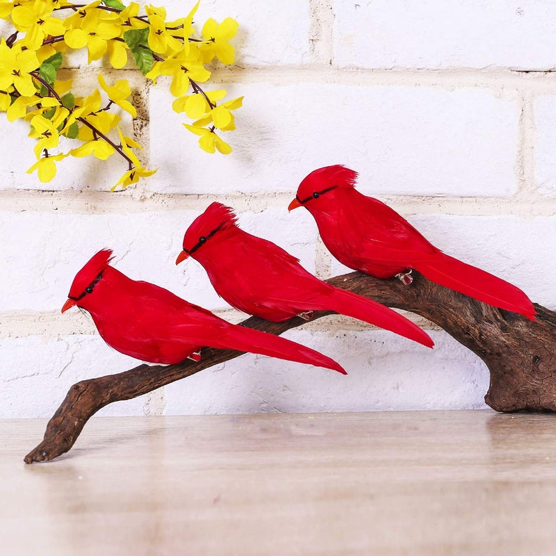 Alpurple 12 Pcs Artificial Red Cardinal Birds Clip, Christmas Cardinal Birds Clip, Fake Bird Red Cardinals Decor for Christmas Tree Ornament Decorations, Arts and Crafts - Image 5